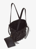 Interior image of Macramé Drawstring Tote in BLACK