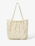 Front image of Macramé Drawstring Tote in ECRU