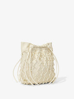 Side image of Macramé Drawstring Tote in ECRU