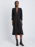 Front full length image of model wearing Matte Viscose Crepe Dress in BLACK