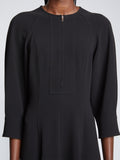 Detail image of model wearing Matte Viscose Crepe Dress in BLACK