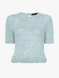 Still Life image of Ribbon Crochet Fringe Top in PALE BLUE