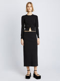 Front full length image of model wearing Silk Viscose Knit Skirt in BLACK