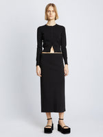 Front full length image of model wearing Silk Viscose Knit Skirt in BLACK