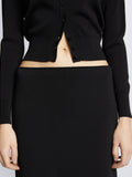 Detail image of model wearing Silk Viscose Knit Skirt in BLACK