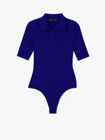 Still Life image of Silk Viscose Polo Bodysuit in COBALT