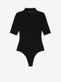 Still Life image of Silk Viscose Polo Bodysuit in BLACK