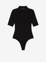 Still Life image of Silk Viscose Polo Bodysuit in BLACK