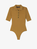 Still Life image of Silk Viscose Polo Bodysuit in OCHRE