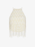 Still Life image of Graphic Beaded Fringe Embroidered Top in WHITE MULTI