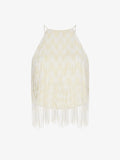 Still Life image of Graphic Beaded Fringe Embroidered Top in WHITE MULTI