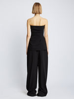 Back image of model in Matte Viscose Crepe Strapless Top in Black