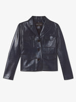 Still Life image of Glossy Leather Jacket in NAVY