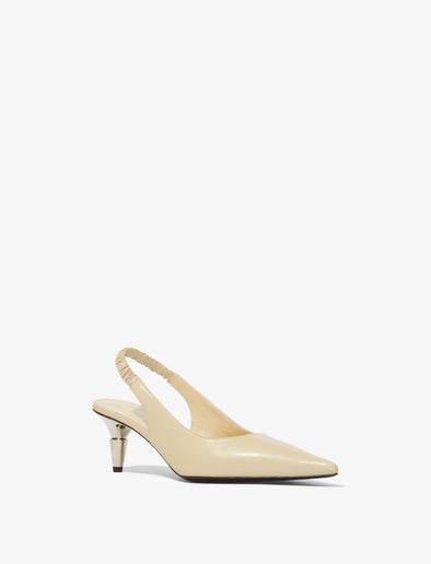 Front 3/4 image of SPIKE SLINGBACKS -60MM in Light Beige