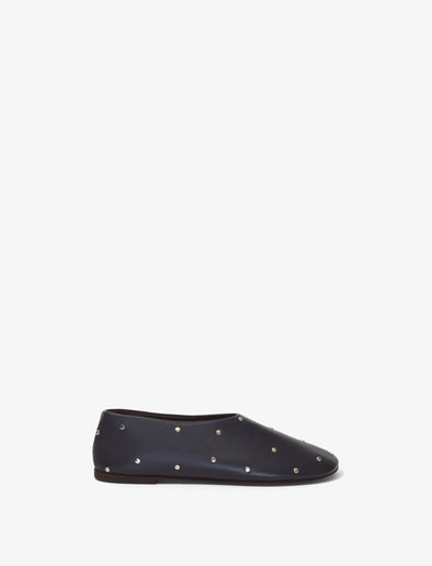 Side image of GLOVE STUDDED SLIPPERS in Navy