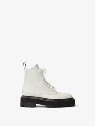Side image of LUG SOLE PLATFORM LACE-UP BOOTS in Natural