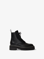 Side image of LUG SOLE PLATFORM LACE-UP BOOTS in Black