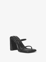 Front 3/4 image of SQUARE SLIDE SANDALS-100MM in Black