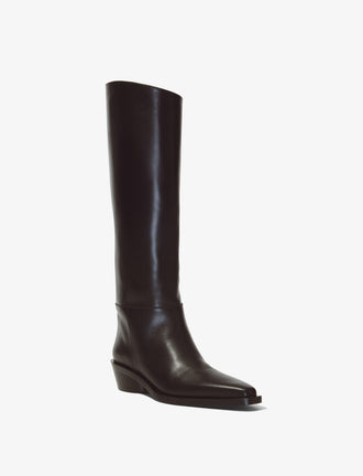 Proenza Schouler front 3/4 image of Bronco Knee High Boots in black