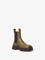 Front 3/4 image of STOMP CHELSEA BOOTS in Military Green