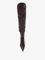 Aerial image of SPIKE STRETCH OVER-THE-KNEE BOOTS in Black