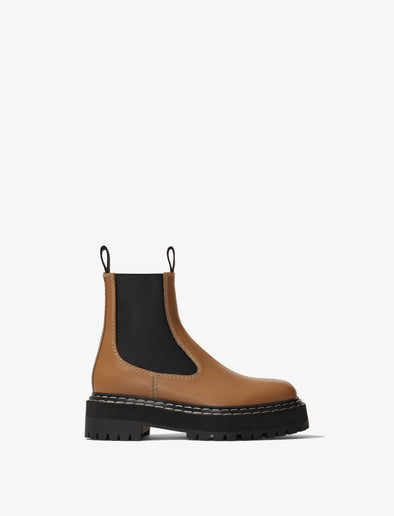 Side image of LUG SOLE PLATFORM CHELSEA BOOTS in Dark Beige