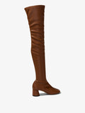 Back 3/4 image of GLOVE STRETCH OVER-THE-KNEE BOOTS in Medium Orange
