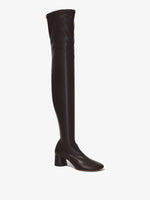 Front 3/4 image of GLOVE STRETCH OVER-THE-KNEE BOOTS in Black