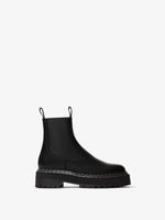 Side view of Lug Sole Platform Chelsea Boots in black