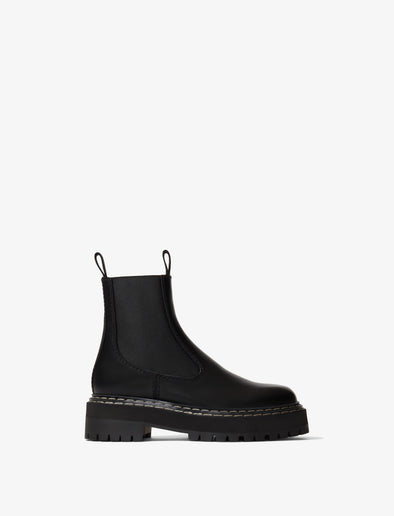 Side view of Lug Sole Platform Chelsea Boots in black