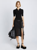 Front full length image of model wearing Crepe Chiffon Wrap Skirt in BLACK