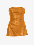 Still Life image of Glossy Leather Strapless Top in CARAMEL