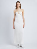 Front full length image of model wearing Textured Cotton Knit Halter Dress in IVORY