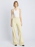 Front full length image of model wearing Viscose Suiting Pants in PARCHMENT