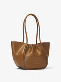 Side image of Carved Python Large Ruched Tote in BARK