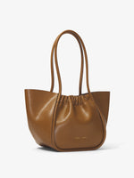 Side image of Carved Python Large Ruched Tote in BARK