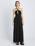 Front image of model wearing Matte Jersey Dress in black
