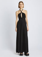 Front image of model wearing Matte Jersey Dress in black