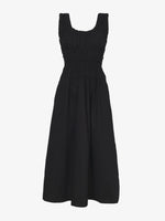 Still Life image of Poplin Gathered Midi Dress in BLACK