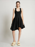 Front image of model wearing Sculpted Knit Dress in black 