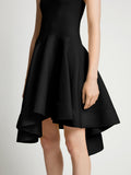 Detail image of model wearing Sculpted Knit Dress in black