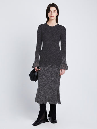 Front cropped image of model wearing Multi Marl Knit Dress in DARK EGGLPLANT MELANGE