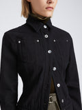 Detail image of model wearing Nova Jacket in BLACK