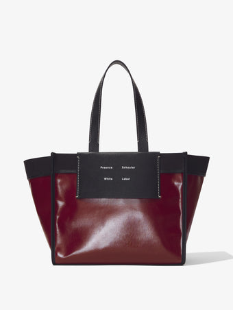 Front image of Large Morris Coated Canvas Tote in BORDEAUX