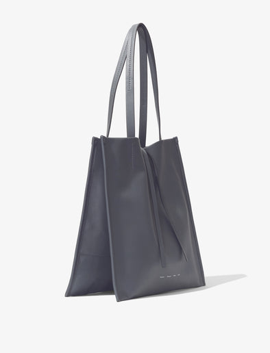 Front image of Twin Nappa Tote in STEEL
