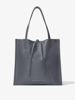 Side image of Twin Nappa Tote in STEEL