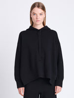 Cropped front image of model wearing Cleo Sweatshirt In Cotton Cashmere in black/leaf