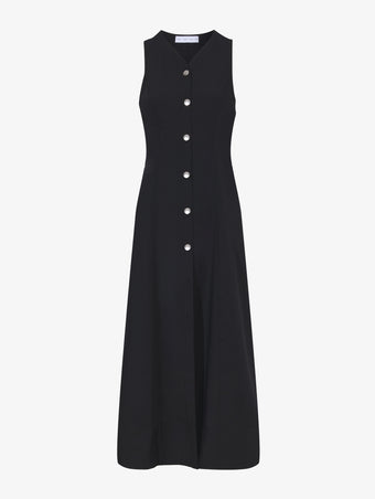 Still Life image of Rumbled Pique Button Front Dress in BLACK