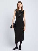 Front full length image of model wearing T-Shirt Wrap Dress in BLACK