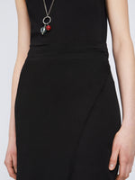 Detail image of model wearing T-Shirt Wrap Dress in BLACK